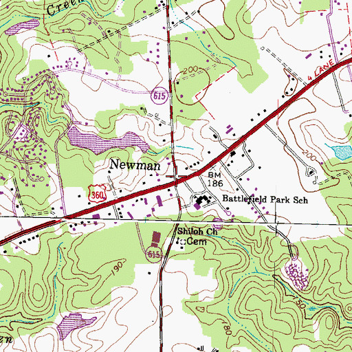 Topographic Map of Newman, VA