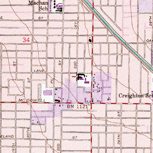 Topographic Map of Saint Agnes Catholic School, AZ