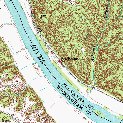 Topographic Map of Nicholas, VA