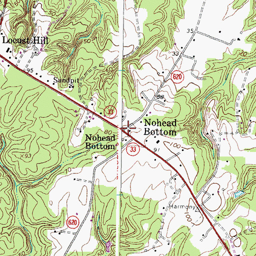 Topographic Map of Nohead Bottom, VA