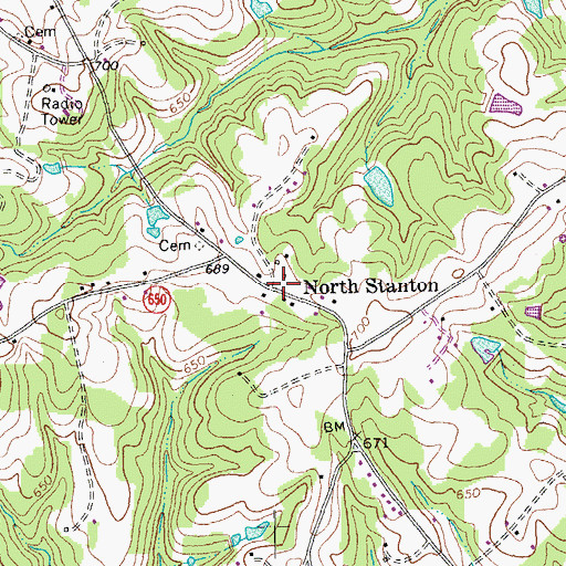 Topographic Map of North Stanton, VA