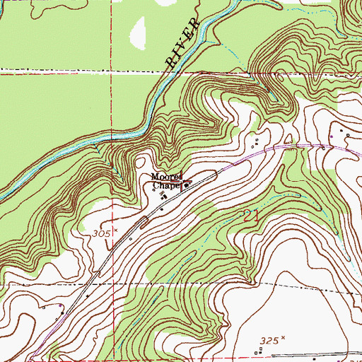 Topographic Map of Moores Chapel, AL