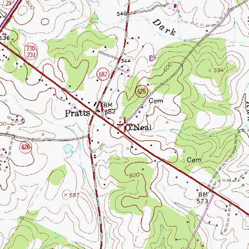 Topographic Map of O'Neal, VA