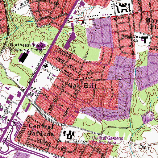 Topographic Map of Oak Hill, VA
