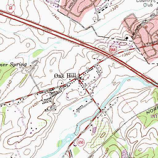 Topographic Map of Oak Hill, VA