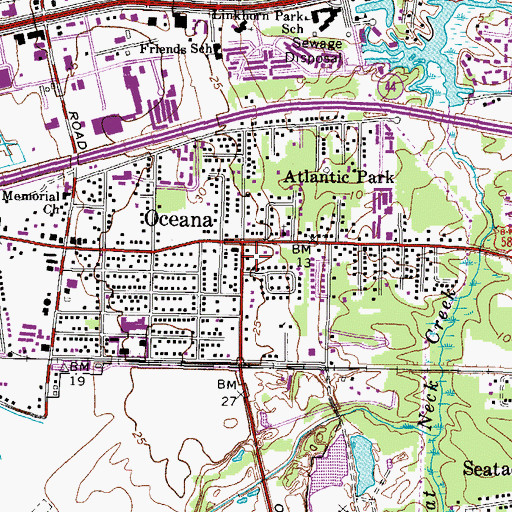 Topographic Map of Oceana, VA