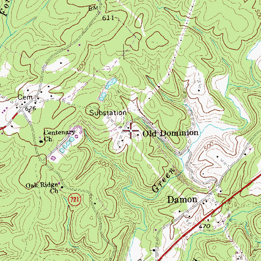 Topographic Map of Old Dominion, VA