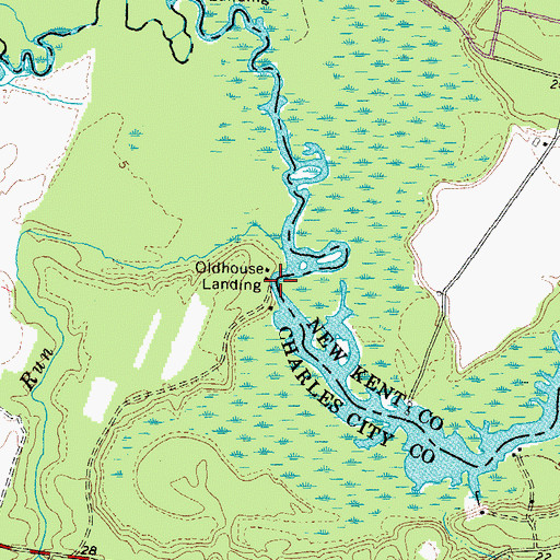 Topographic Map of Oldhouse Landing, VA