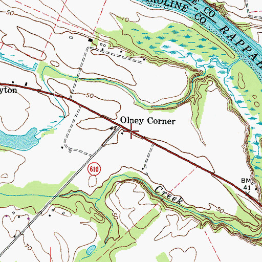 Topographic Map of Olney Corner, VA