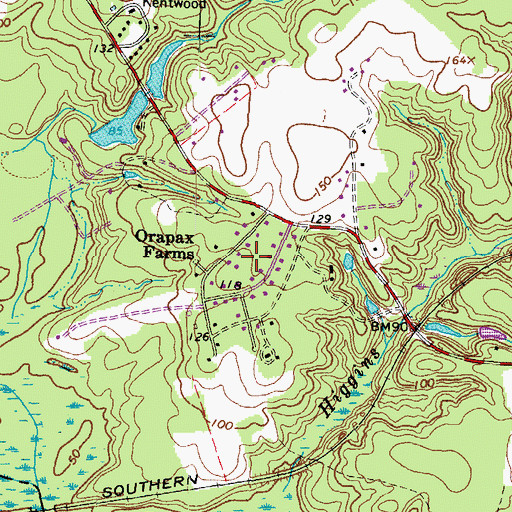 Topographic Map of Orapax Farms, VA