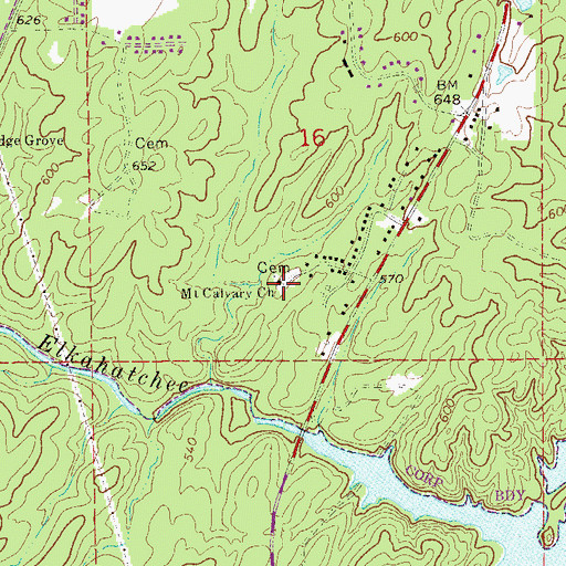 Topographic Map of Mount Calvary Baptist Church, AL