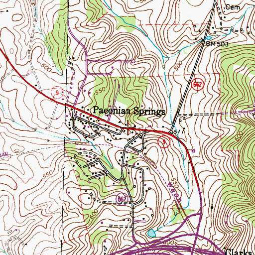 Topographic Map of Paeonian Springs, VA
