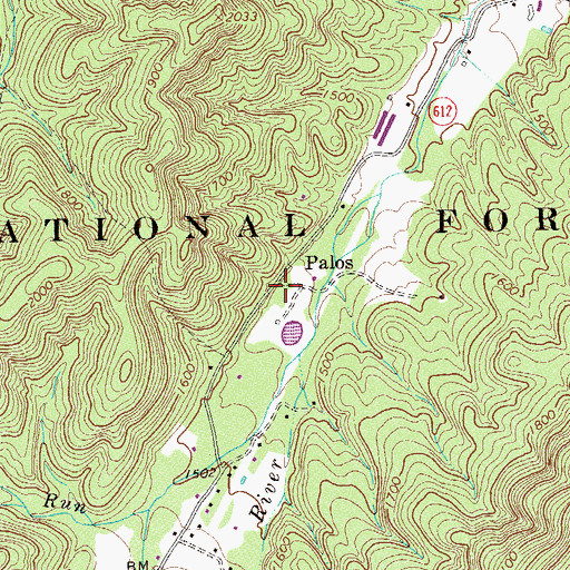 Topographic Map of Palos, VA