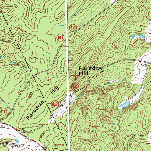 Topographic Map of Paradise Hill, VA