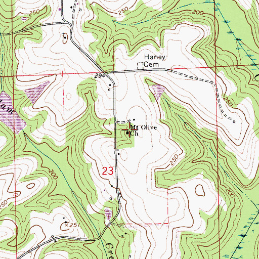Topographic Map of Mount Olive Baptist Church, AL