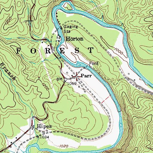 Topographic Map of Parr, VA