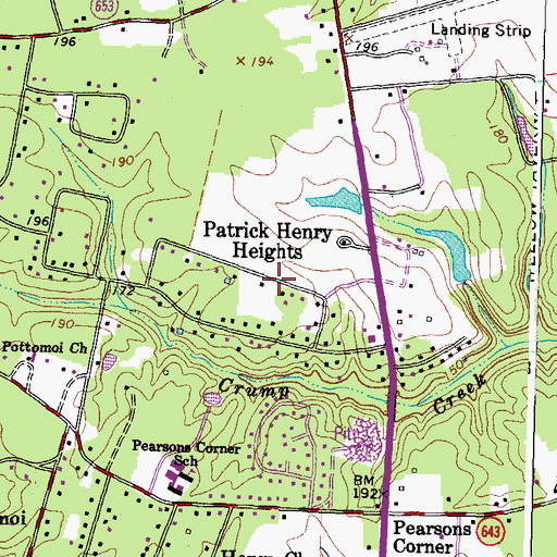 Topographic Map of Patrick Henry Heights, VA