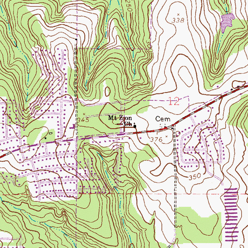 Topographic Map of Mount Zion Baptist Church, AL