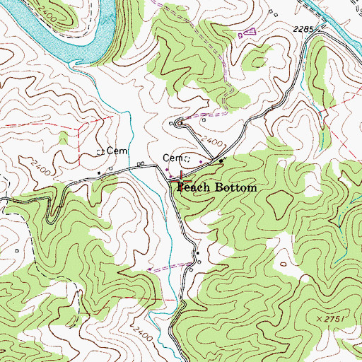 Topographic Map of Peach Bottom, VA