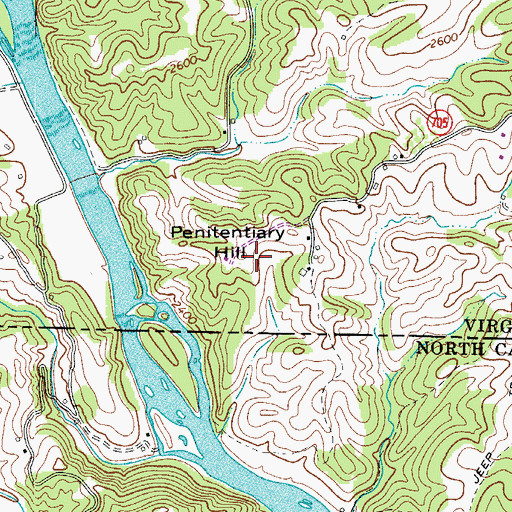 Topographic Map of Penitentiary Hill, VA