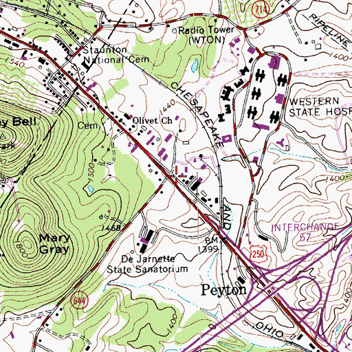 Topographic Map of Peyton, VA