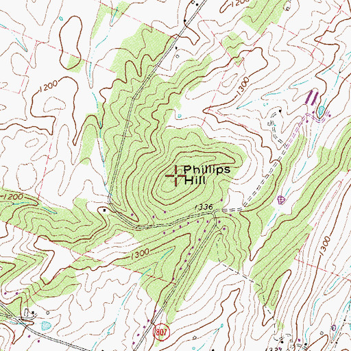 Topographic Map of Phillips Hill, VA