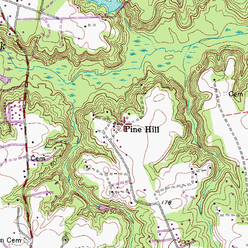 Topographic Map of Pine Hill, VA