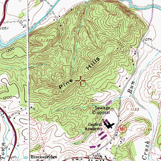 Topographic Map of Pine Hills, VA