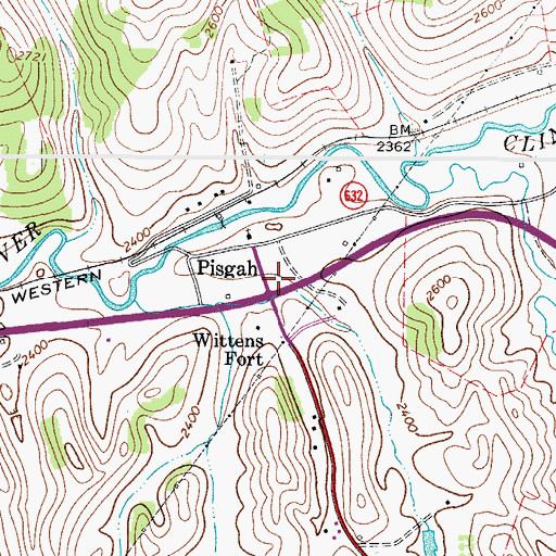 Topographic Map of Pisgah, VA