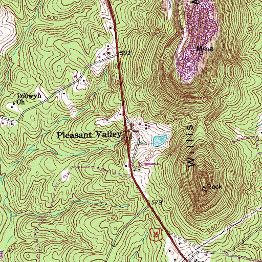 Topographic Map of Pleasant Valley, VA