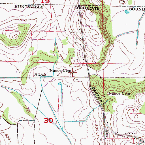 Topographic Map of Nance Cemetery, AL