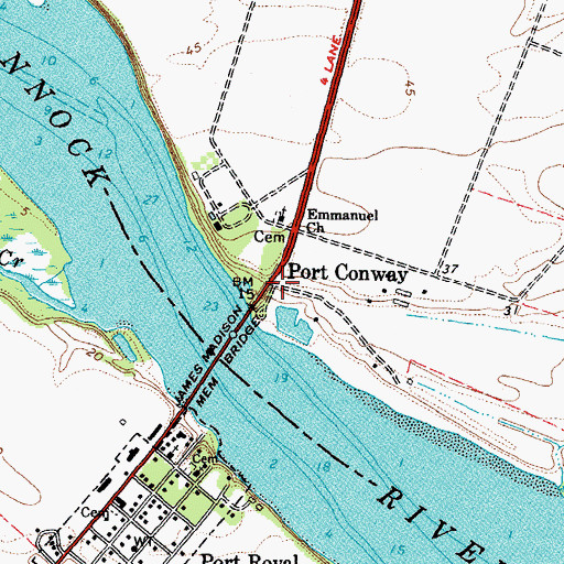 Topographic Map of Port Conway, VA