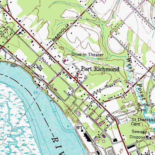 Topographic Map of Port Richmond, VA