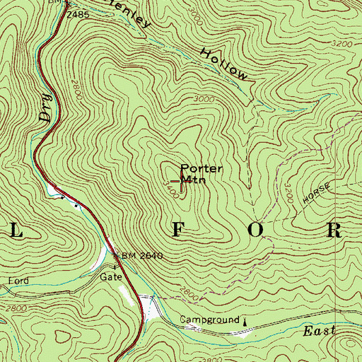 Topographic Map of Porter Mountain, VA