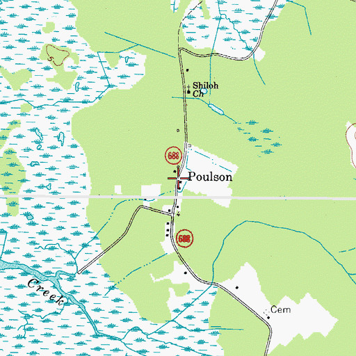 Topographic Map of Poulson, VA