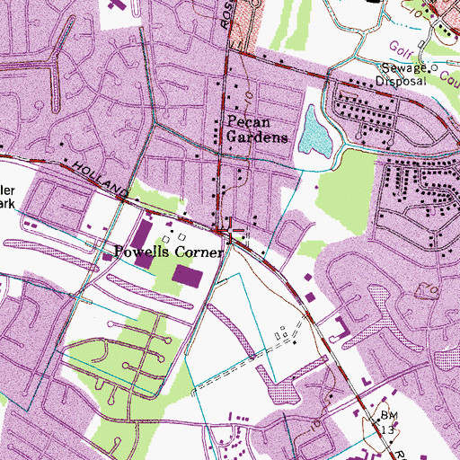 Topographic Map of Powells Corner, VA