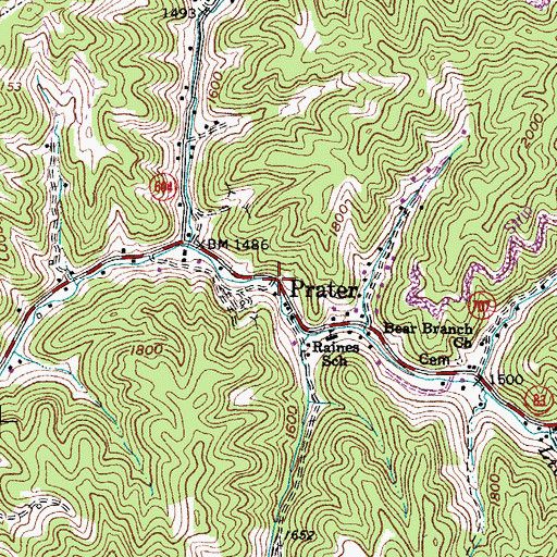 Topographic Map of Prater, VA