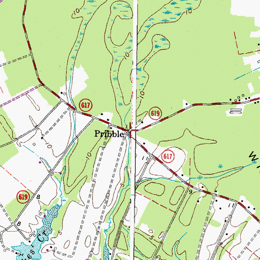 Topographic Map of Pribble, VA