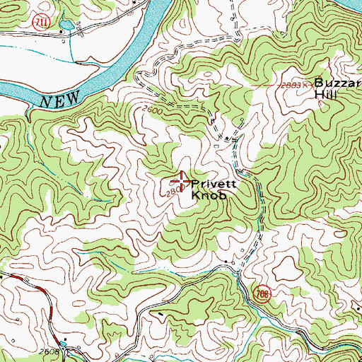 Topographic Map of Privett Knob, VA