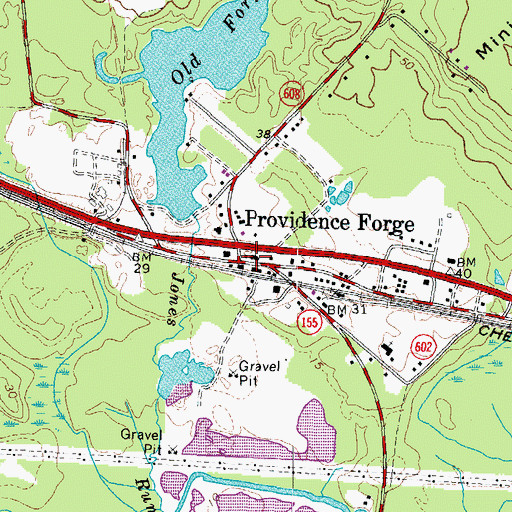 Topographic Map of Providence Forge, VA