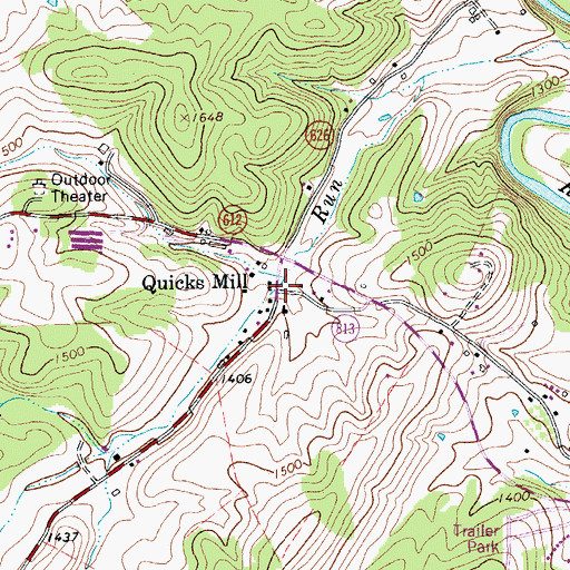 Topographic Map of Quicks Mill, VA