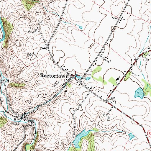 Topographic Map of Rectortown, VA
