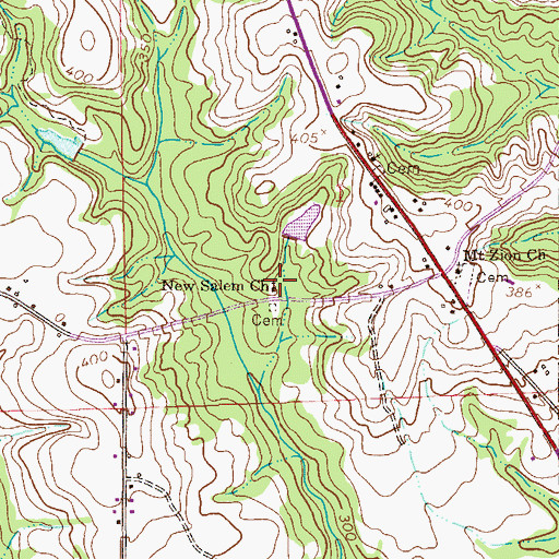 Topographic Map of New Salem Church, AL