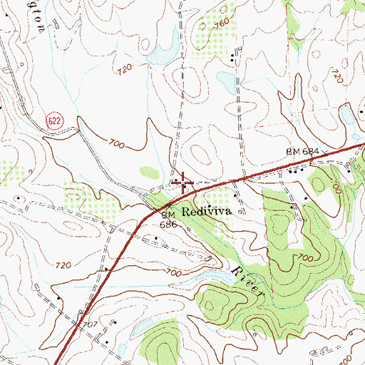 Topographic Map of Rediviva, VA