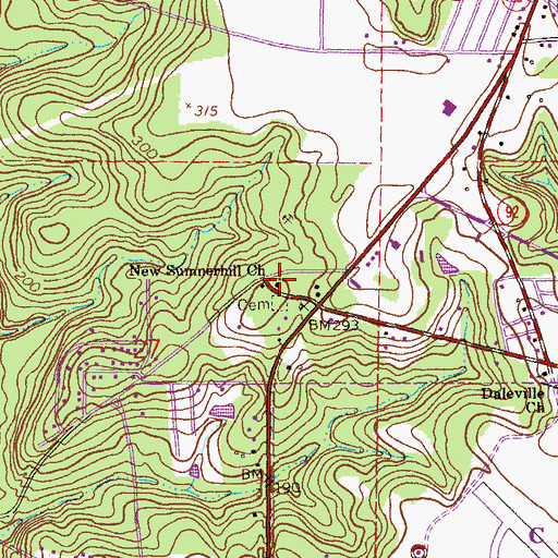 Topographic Map of New Sumnerhill Church, AL