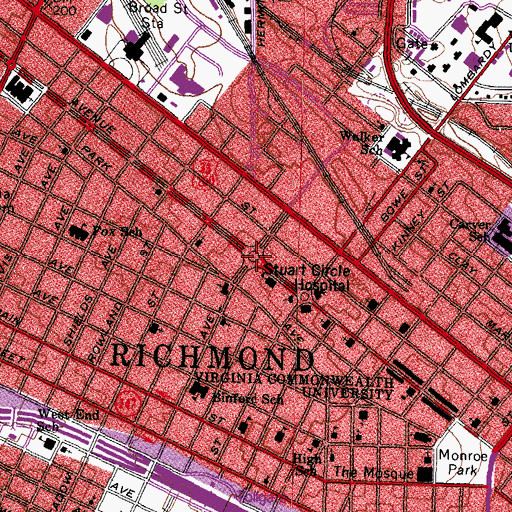 Topographic Map of Richmond, VA