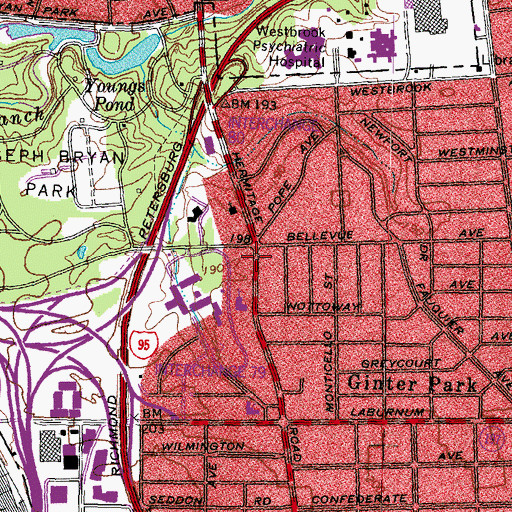 Topographic Map of Memorial Medical Center, VA