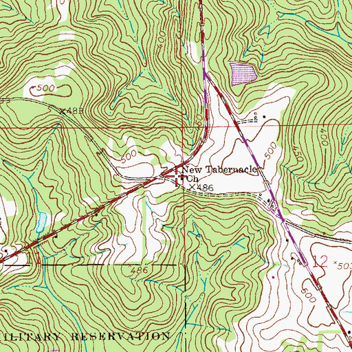 Topographic Map of New Tabernacle Church, AL