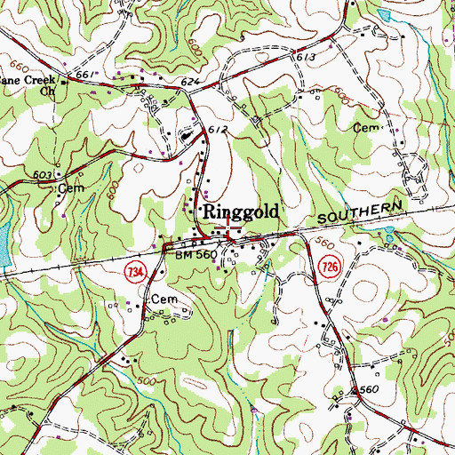 Topographic Map of Ringgold, VA