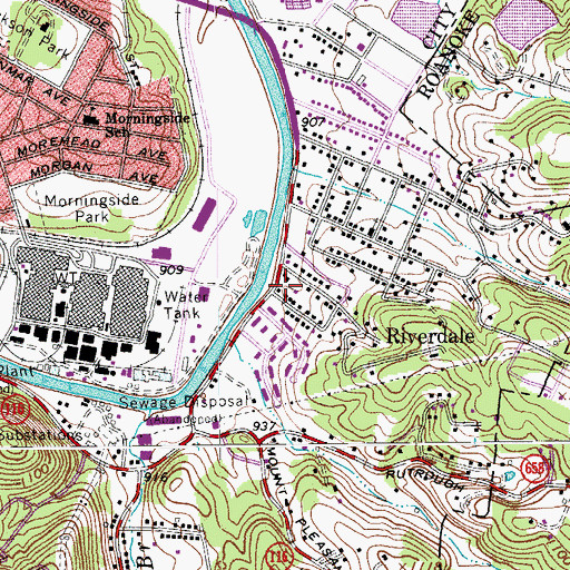 Topographic Map of Riverdale, VA